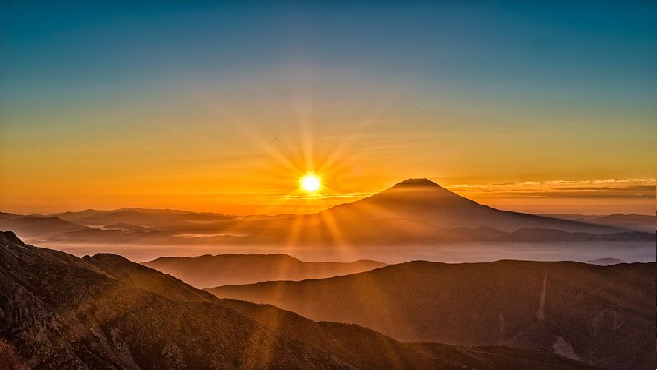 free画像,富士山,日の出,雲海